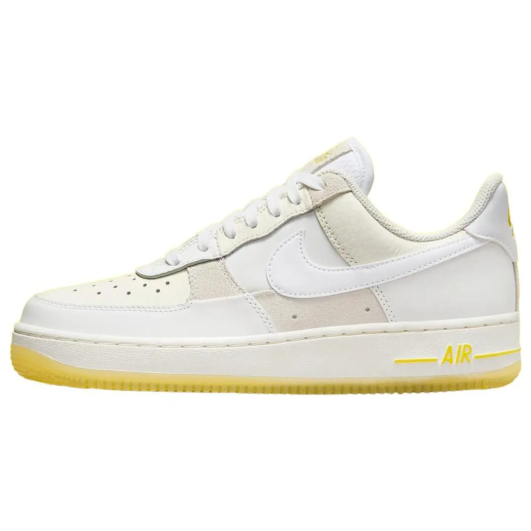 Nike Air Force 1 Women's Low-Top Sneakers – Non-Slip, Durable, and Breathable in White and Yellow Verifiable, with credentials and supporting global authentication