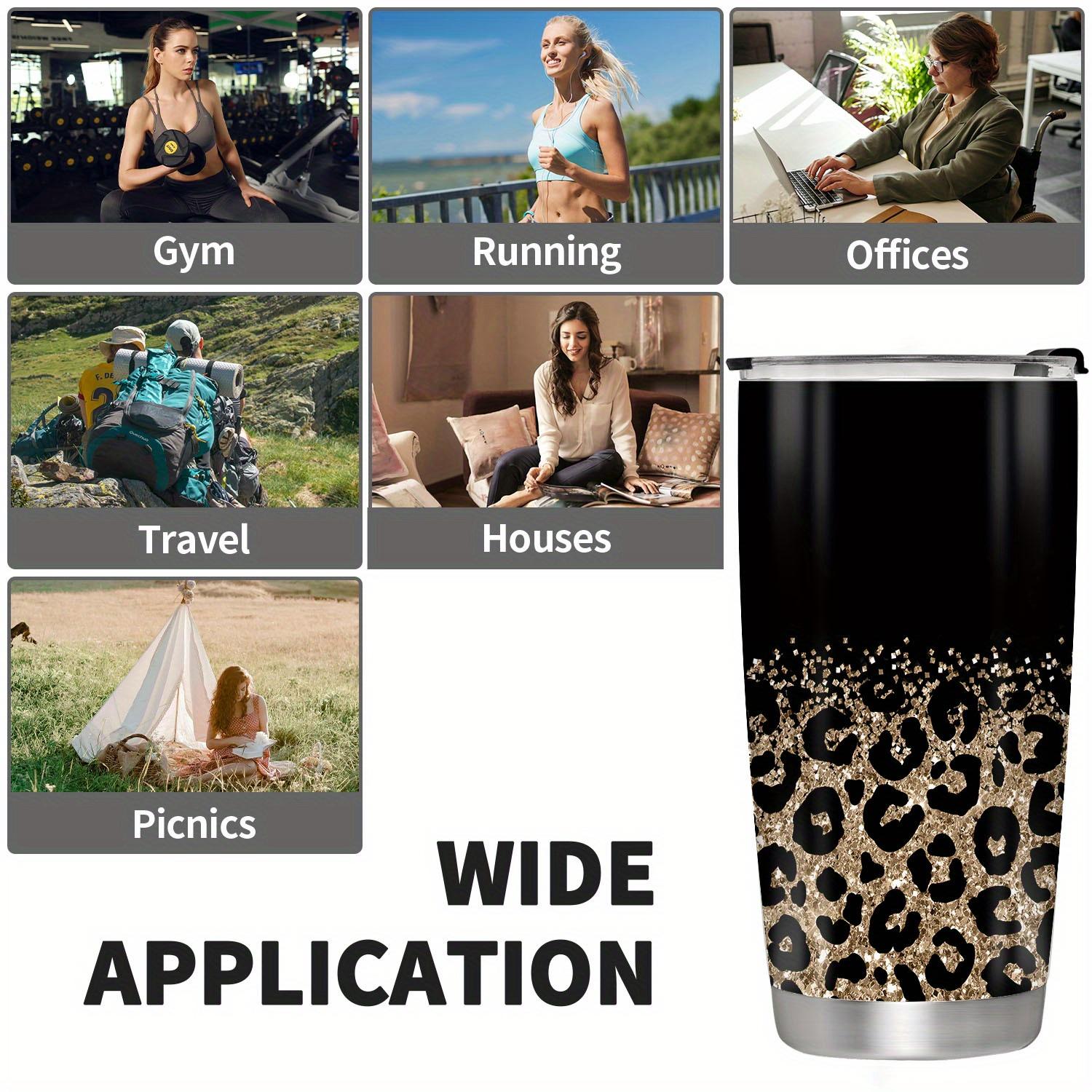 1 pack, 20 oz/590 ml, leopard print thermos cup, stainless steel coffee cup with lid, perfect for women and friends for birthday and Christmas gifts, Mother's Day gifts