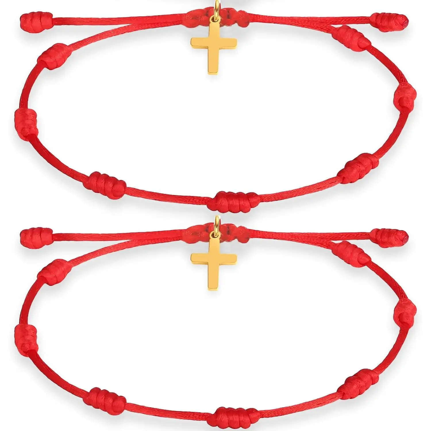 String Bracelet for Women & Men – Kabbalah Protection  with 7 Knots and Christian  Design, Adjustable  , Friendship Wristband for  Luck (Pulsera Roja para Mujer)