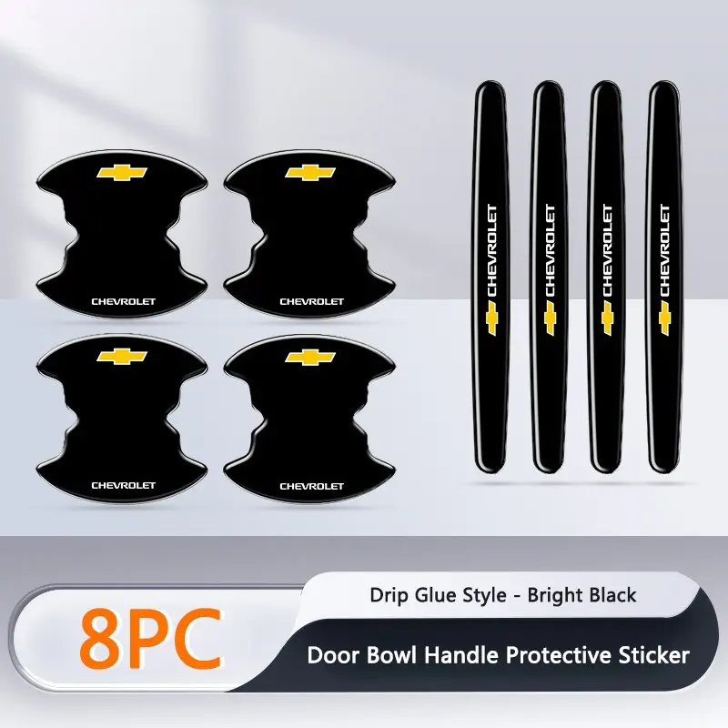 8PCS Car Door Handle Bowl Protective Stickers Anti-collision Decal For Chevrolet Onix Cruze Silverado Impala Equinox Malibu Tahoe Cobalt Camaro Trax Automobile Decals