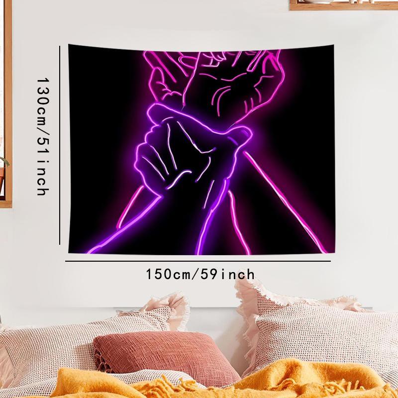 Neon Hand Pattern Tapestry Glow in The Dark for Room Decor, 1 Count Aesthetic Wall Hanging Decor, Wall Art for Home Living Room & Bedroom, Home Decor Accessories, Men Gifts, Fall Decor, Gift for Girlfriend, Pink, Decoration Items