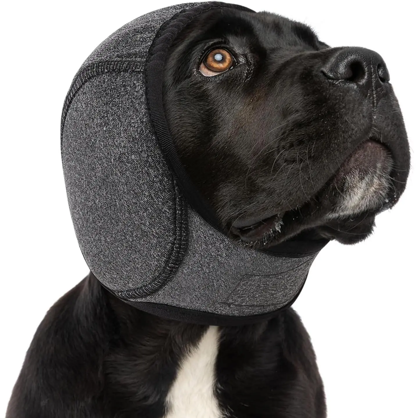 Dog Calming Hoodie - No Shake Ear Wraps for Dogs, Water Resistant Ear Cover Anxiety Relief, Noise Protection Ears Muffs for Firework, Grooming, Thunderstorms, Swimming, Bathing, Grey S
