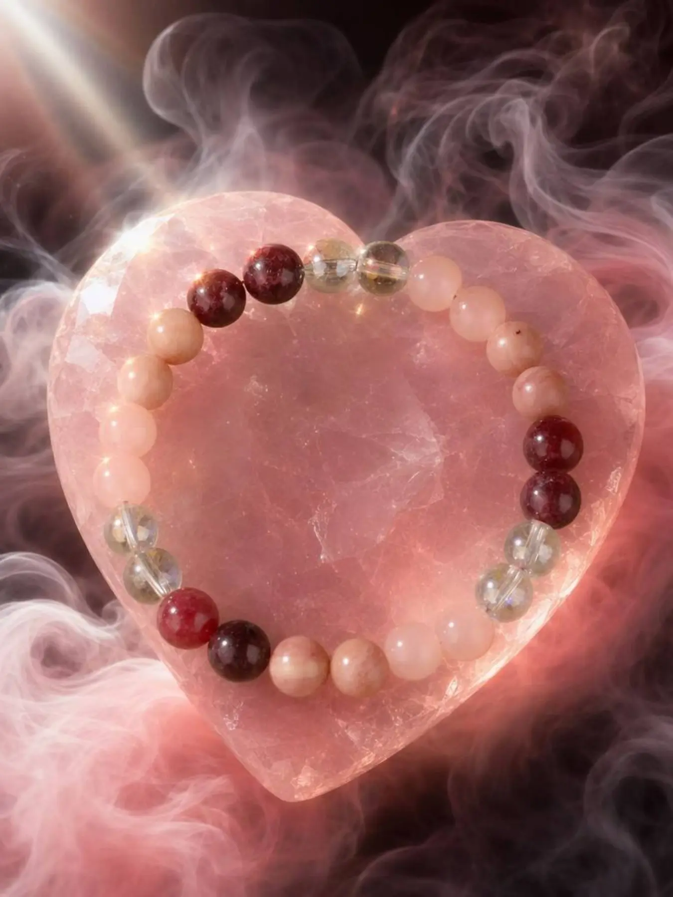 Love Manifestation Bracelet Set for Women, Double Layered Pink Red Crystal Beaded Bracelet for Attracting Affection, Healing Malachite Energy Jewelry for Emotional Balance, Aesthetic Spiritual Gift for Her, Gift Ready, Adjustable Daily Luck Protection