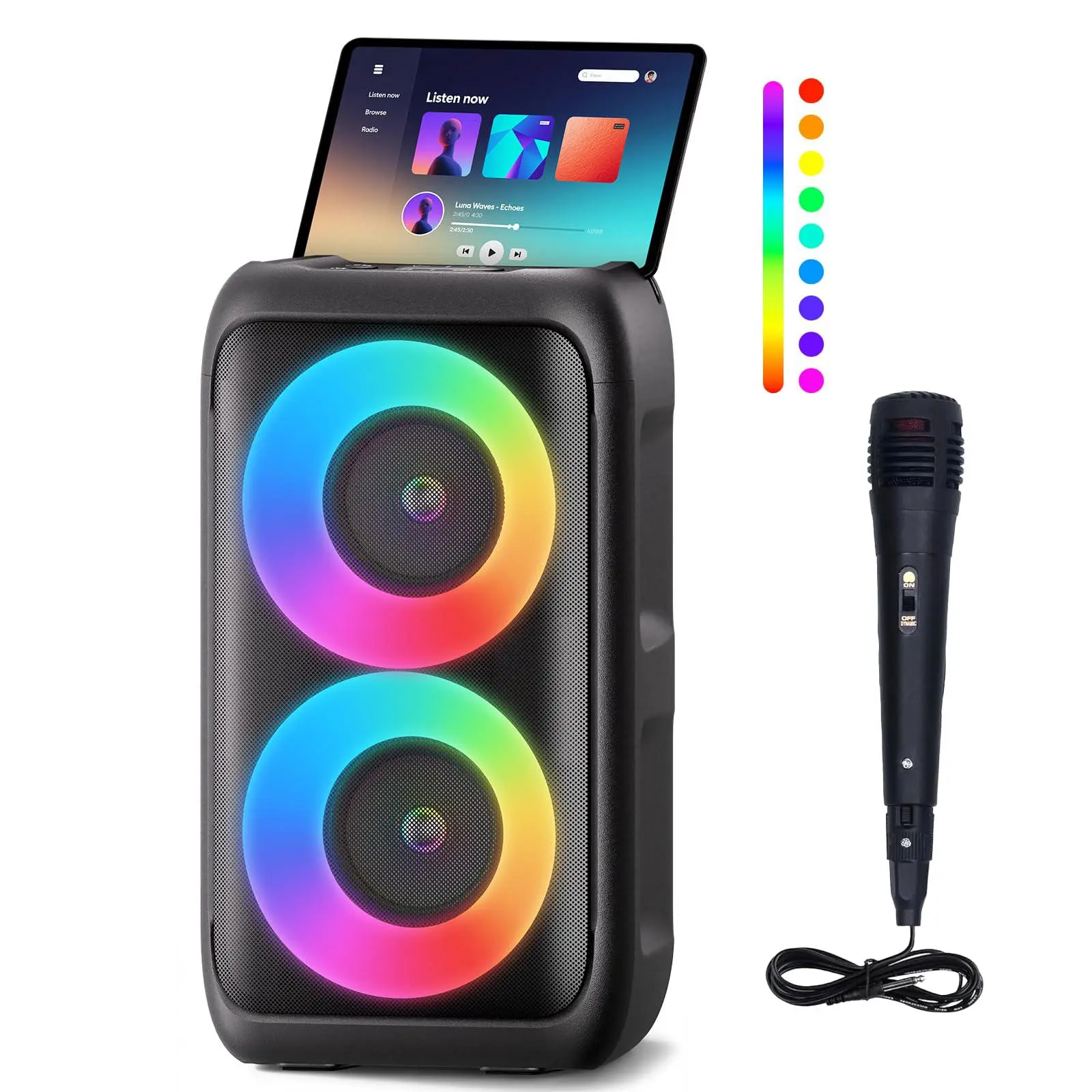 Portable Karaoke Machine for Adults - Bluetooth Speaker with 1 Wired Mic & Colorful Lights, Floorstanding Party Speaker Supporting TWS/AUX/USB/TF Card, Perfect for Home, Party & Camping