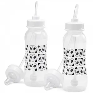 Hands-Free Baby Bottle - Anti-Colic Nursing System 9 oz Baby Bottle with Fast Flow Nipple/Teat 3m+ with Tube Straw Feeding System  Toddler (2 Bottles - Panda)