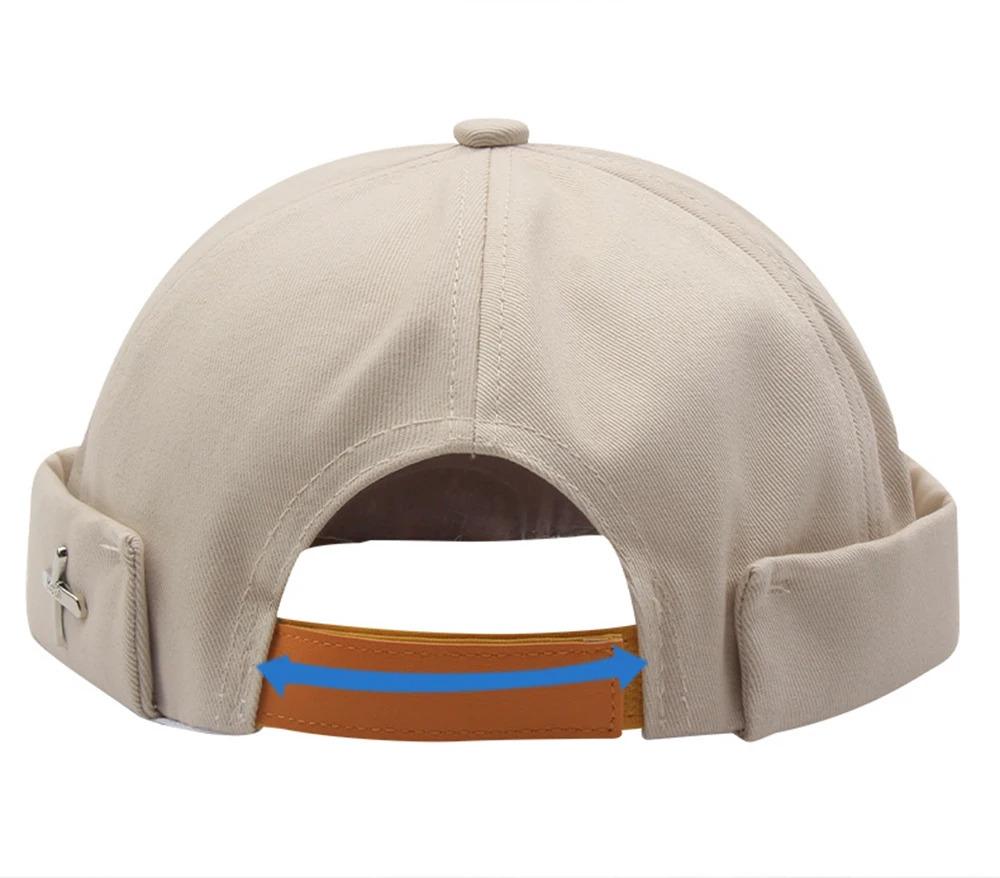 Vintage Men's Summer Cotton Brimless Skullies Cap Women Street Portable Docker Hats X Letter Icon Adjustable Beanie Hip Hop Hats