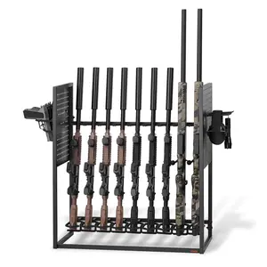 【DealsForYouDays】VEVOR Gun Rack, Floor Standing, Indoor Heavy Duty Steel Rifle Shotgun Rack Stand, Freestanding Gun Display Storage with Magazine Holder, Holds up to 9 Rifles and 4 Pistols, for Home Garage Storage