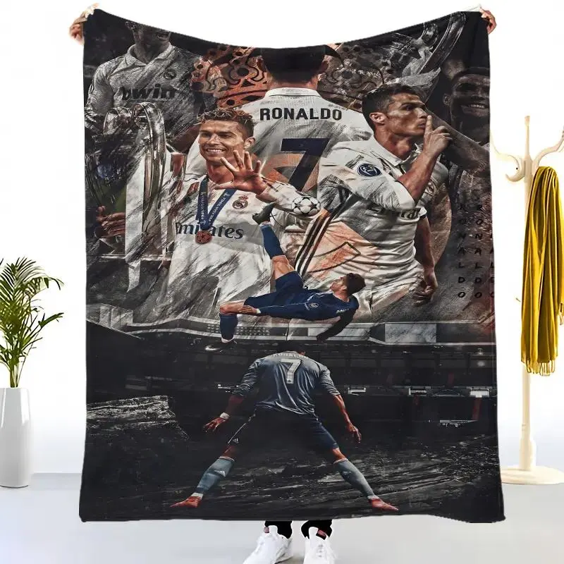 CR7 Ronaldo Fashion Funny Printed Flannel Throw Blankets Cooling Blankets Cooling Blanket Duvet Bedding Bed Accessories Comforter Set Soft Comfortable Multi Purpose Decor Blanket for Bedroom Sofa Couch Cover for Sofa Multiple Options Holiday Birthday Gift