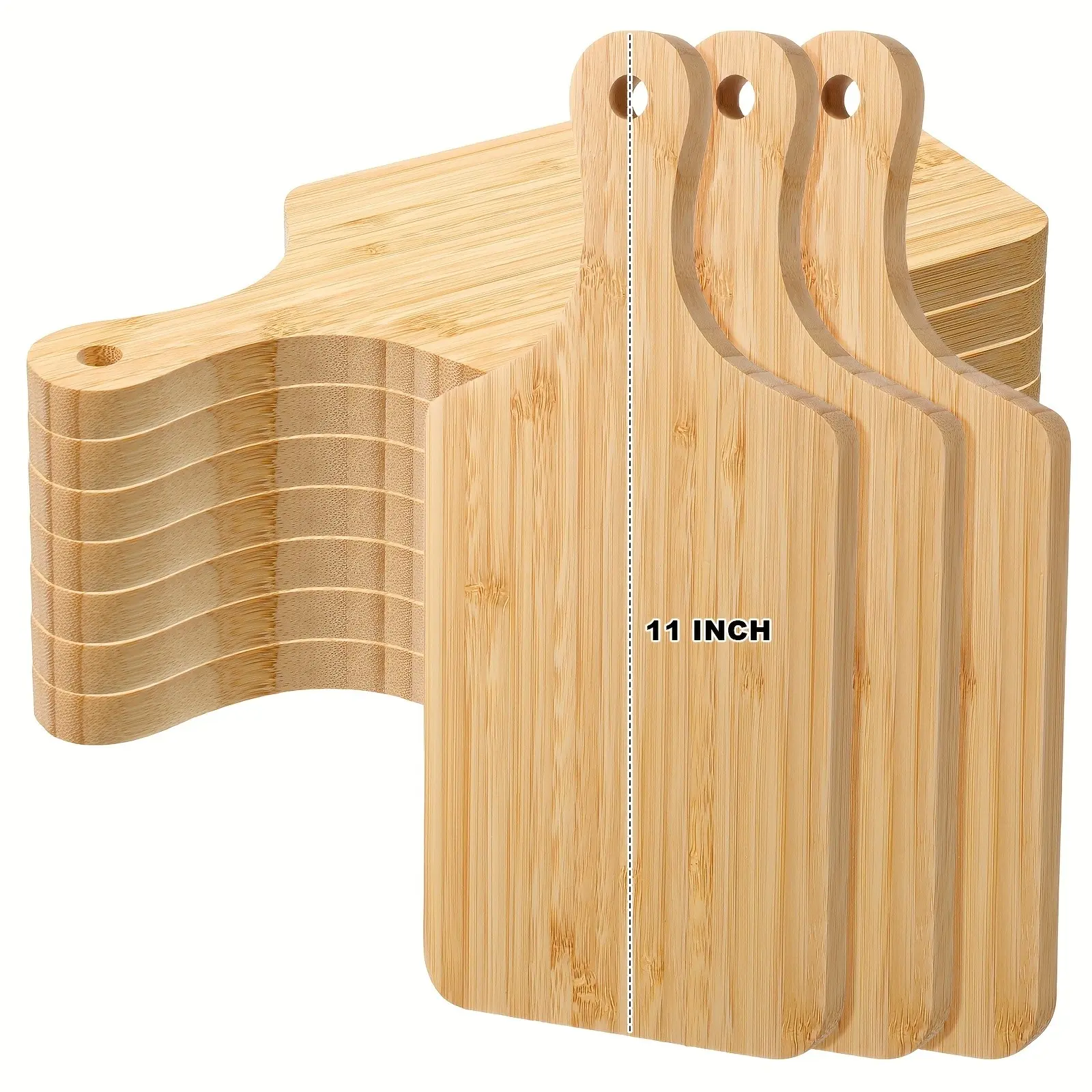 10 Pack Bulk Bamboo Cutting Boards 11" X 5" Blank Small Wood Chopping Boards Mini Charcuterie Serving Boards for Laser Engraving Wedding Housewarming Gifts