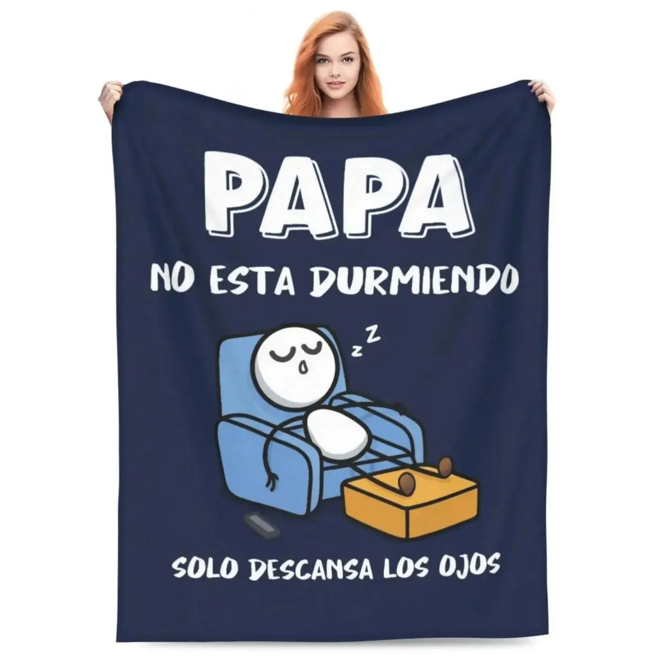 Father's Day Gift Ultra-Soft Flannel Throw Blanket - Humorous Spanish Papa Quote Print, Fine-Hemmed, Machine-Wash Easy, Ideal for Grandpa Padre, Living Room Couch Napping Decor