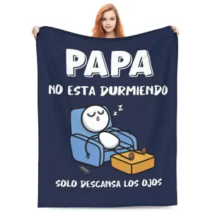 【Father's Day】 Funny PaPas Flannel Throw Blanket, Soft Cozy Spanish Quote Blanket for Napping Sofa Bedding Travel Camping Office Home Decor, Novelty Gag Gift for Padre Abuelo Quirky Room Decor