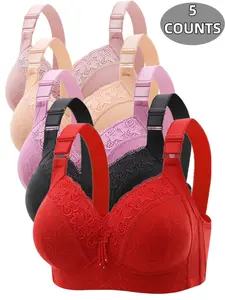 Women's Lace Everyday Bra Set Without Steel Cup, Ultimate Comfort & Medium Support, Fashionable Plain Design, Multiple Sizes Available