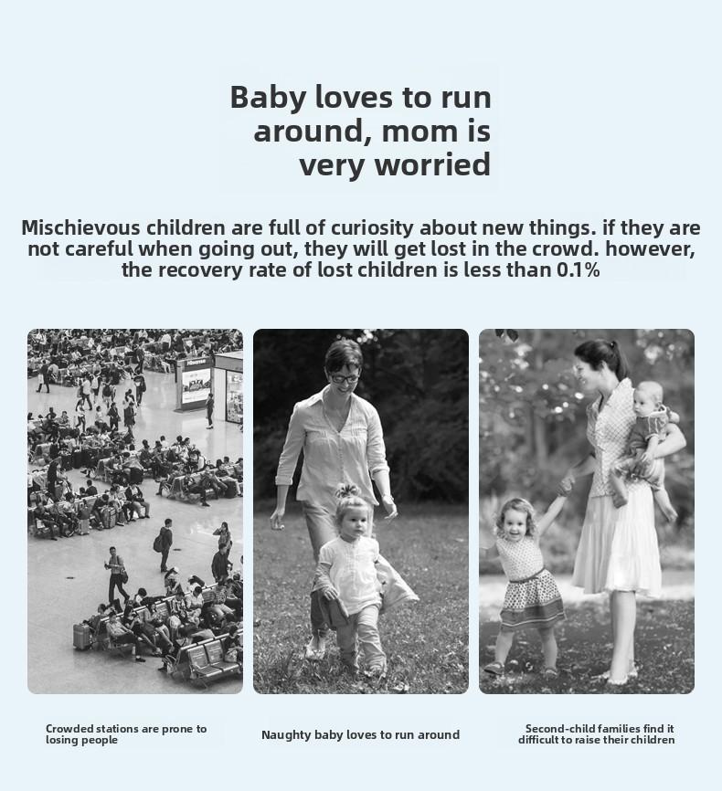 Children's traction rope, baby wristband, child anti-lost safety belt, rotating anti-tangle strap with lock to prevent children from getting lost