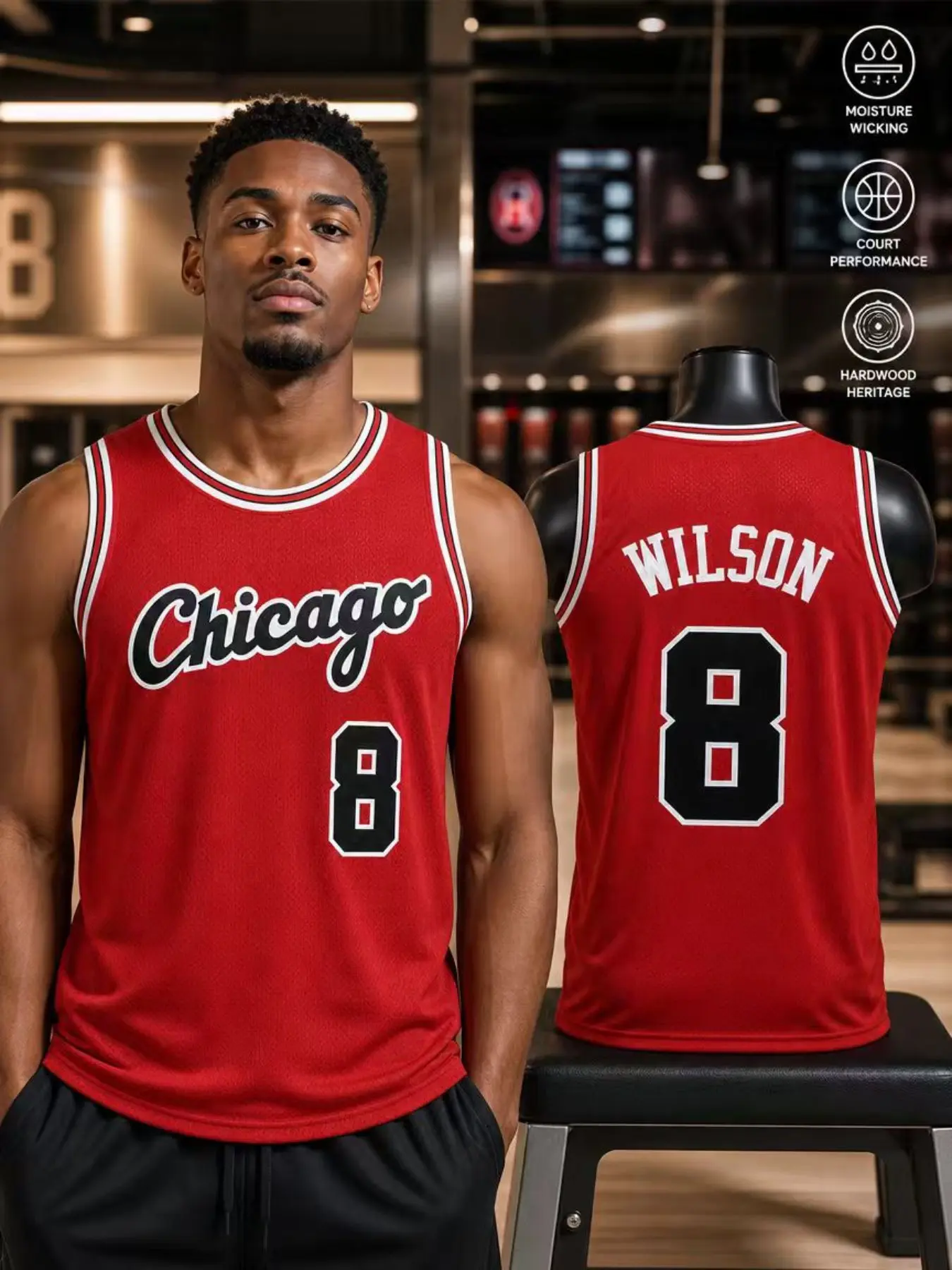 Men's #8 Chicago Basketball Jersey Classic Red Stitched Embroidered Mesh Retro Vintage Throwback Fan Uniform S-3XL Breathable Sports Jersey
