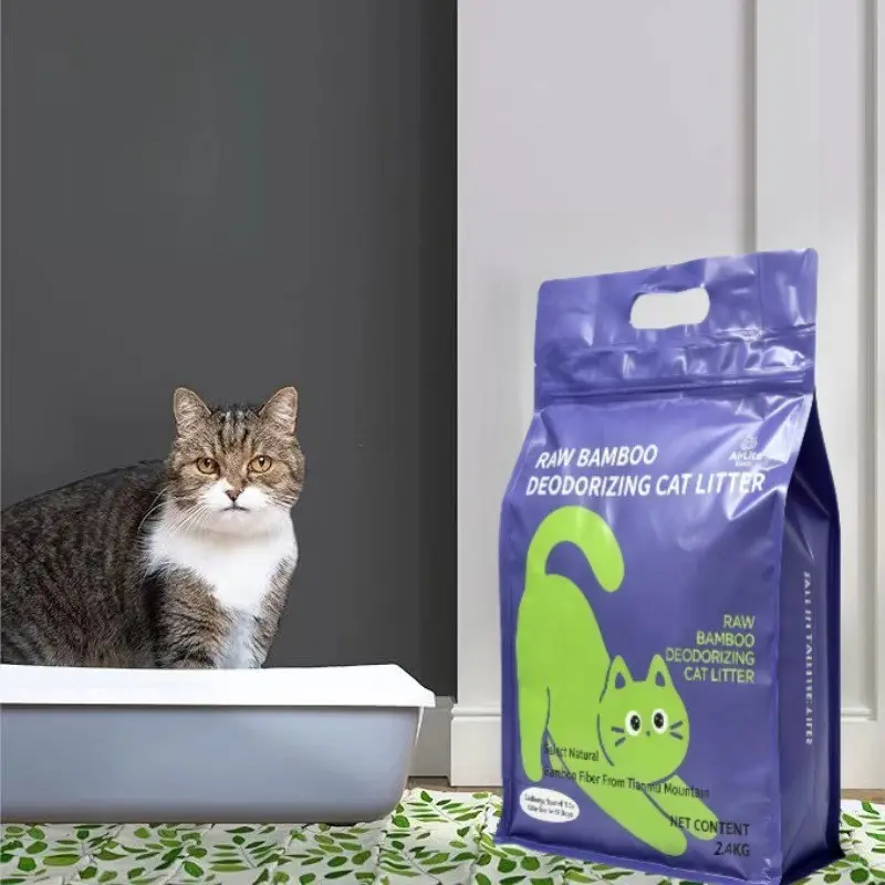 Natural Bamboo Charcoal Clumping Cat Litter 2.4kg, Odor Control, Safe and Reliable, Suitable for Dogs and Cats, Pet Supplies