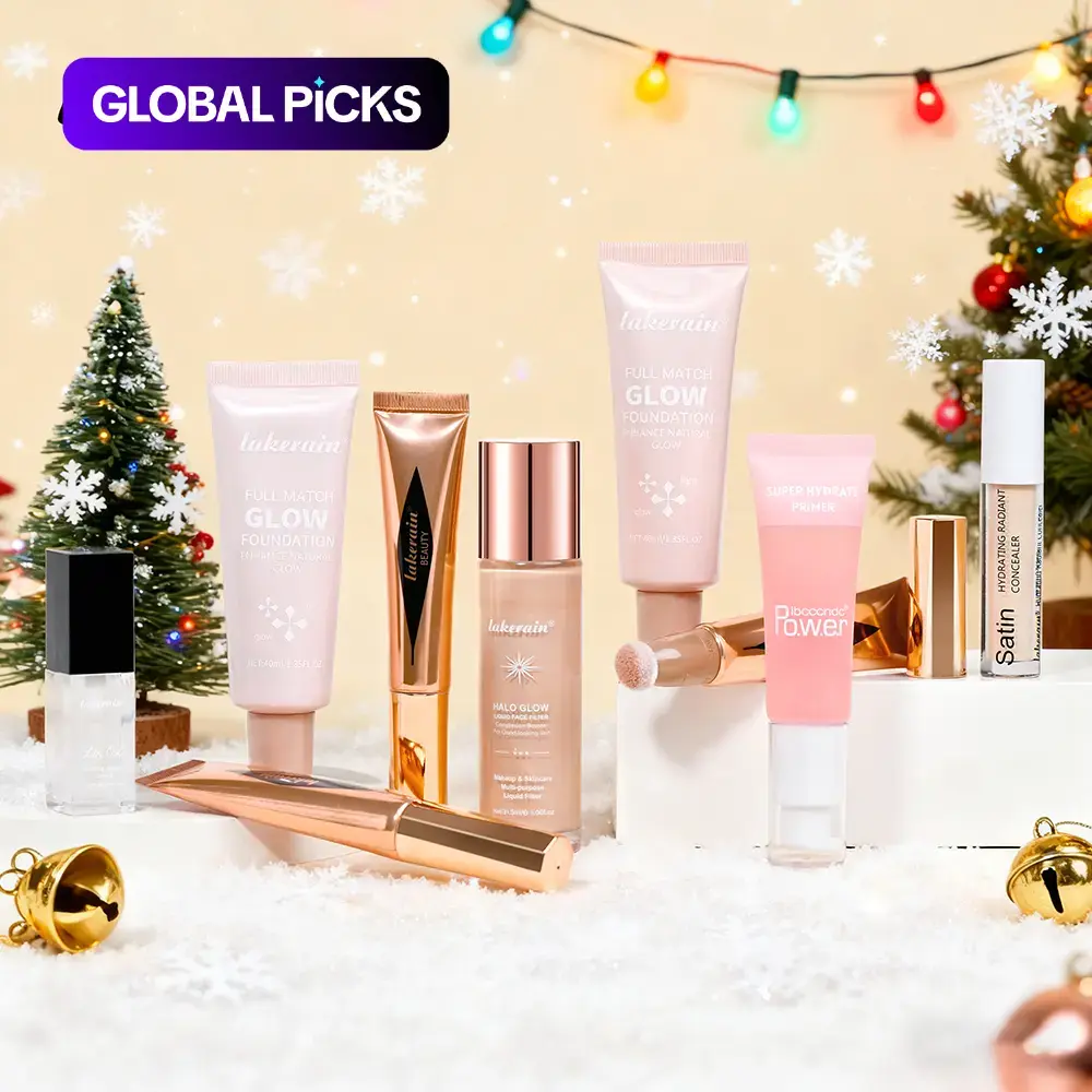 Lakerain 9-in-1 Hydrating Makeup Kit, Glow Up Kit, Cosmetic Gift Set, Face Makeup Set, Includes Foundation, Primer, Moisturizing Concealer, Lip Gloss, Highlighter Stick, Blush, Makeup Set for Women and Girls, Ideal for Beginners and Beauty Lovers