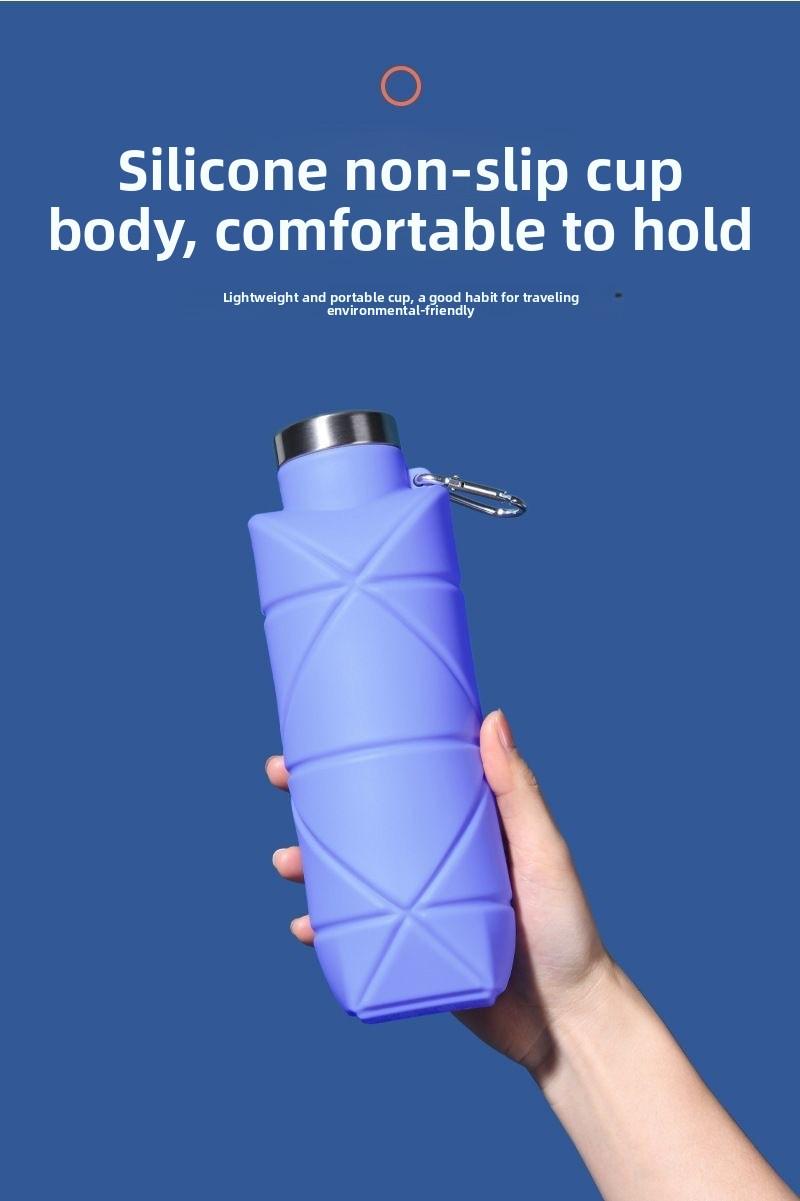Platinum Silicone Diamond Foldable Cup 700ml Portable Water Bottle for Outdoor Sports