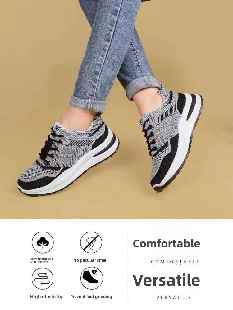 Spring and Summer New Flying Woven Women's Sneaker Fashionable All-Match Running Shoes Mesh Breathable Casual Shoes Female Student Shoes