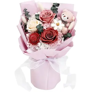 Forever  Bouquet for Graduation - Preserved  Long-Lasting Real Eternal Roses   Box Card for Women Anniversary  Day Birthday -  White