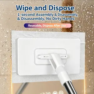 Disposable Small Mop with Clip, Hands-Free Floor Cleaning Mop, Hardwood and Tile Dry Wet Use Dusting Mop, One-Time Use Mop, No Wash Mop