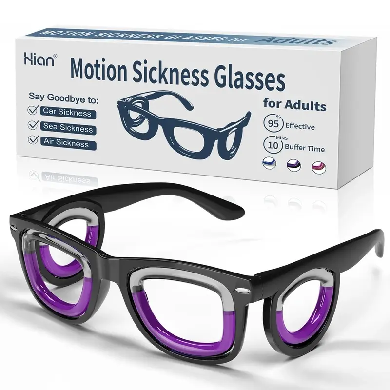 Anti-Motion Sickness Glasses with Liquid Technology - Travel Relief for Nausea on Cars, Boats, Planes & Ships