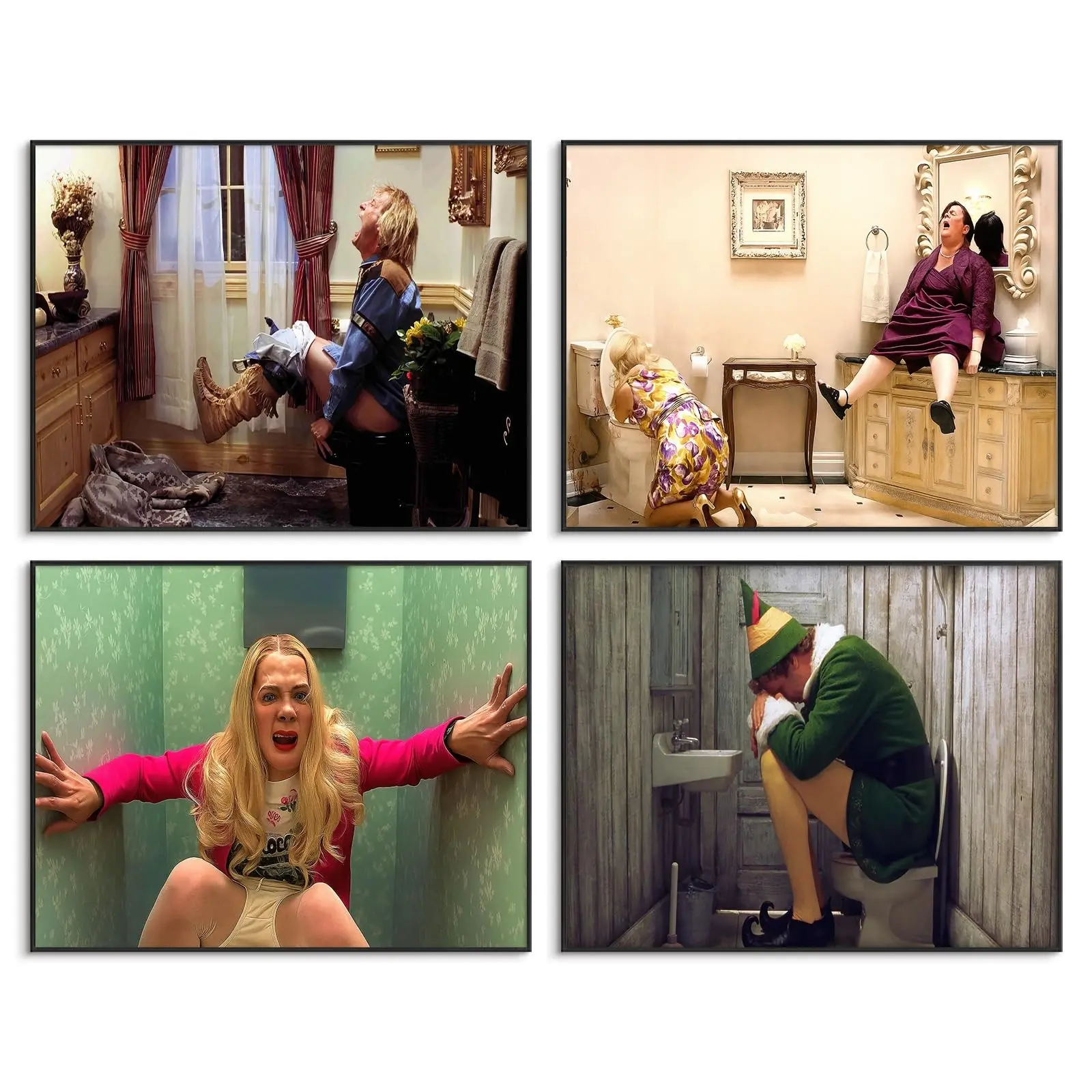 Funny Comedy Theme Wall Art, Quirky Movie Style Bathroom Decor, Humorous Canvas Art for Bar, Perfect Gift for Comedians and Pranksters