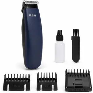 RCA Touch-Up Trimmer for Men, Cordless Travel Size Facial Hair Trimmer with Stainless Steel Blades, Lightweight Portable Beard Detailer for Mustache, Sideburns & Neckline