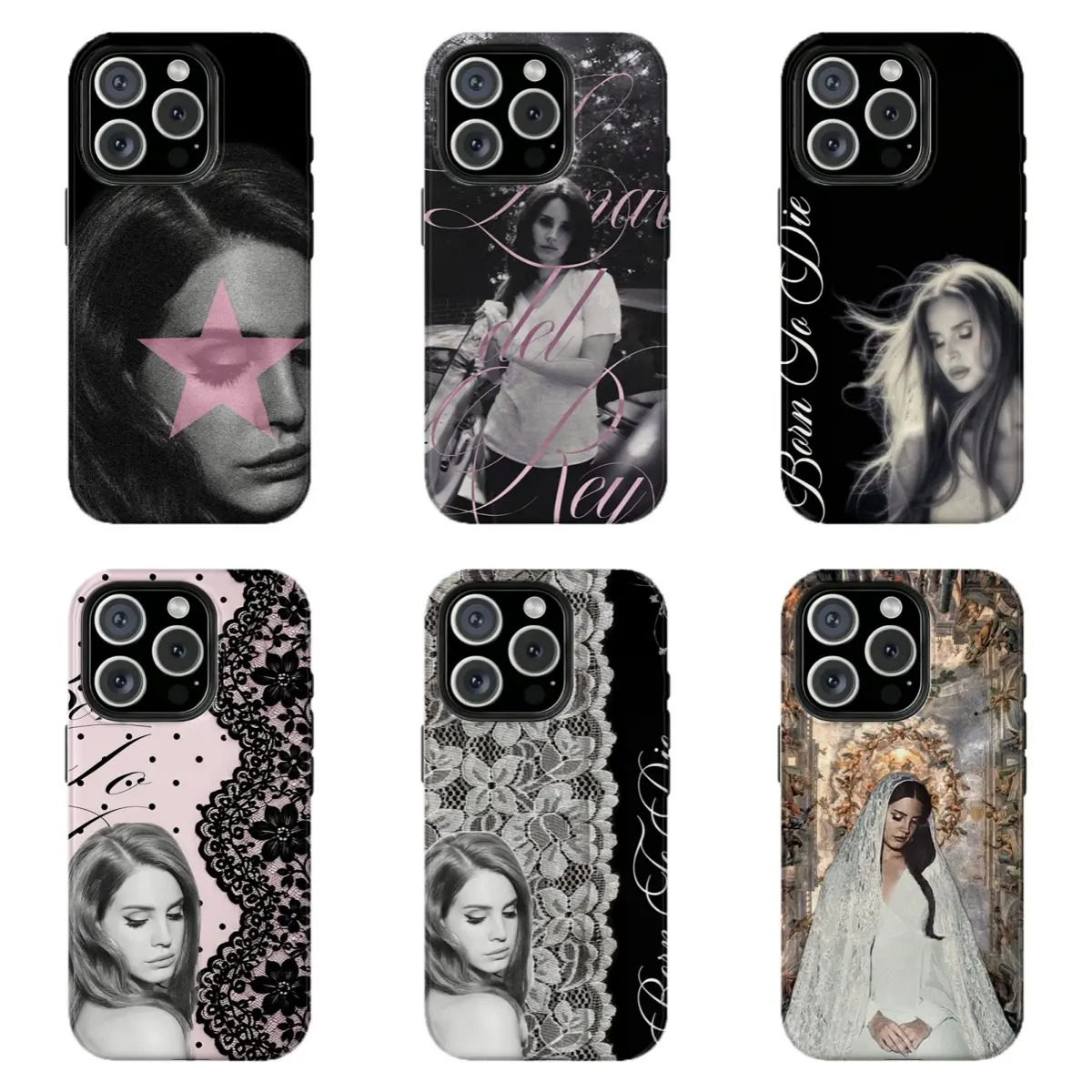 Born To Die Lana Album Art Phone Protective Cover,Coquette Lace Dark Feminine Aesthetic Shockproof Anti-Drop Case,Compatible for iPhone 17 Promax 16 15 14 13 12 11 and for Samsung S22 S23 S24 S25 S26 Ultra,Best Gift for Music Fans