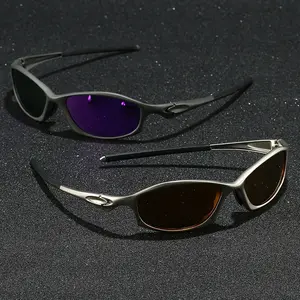 Silver-rimmed polarized glasses with spring-loaded temples and metal frame