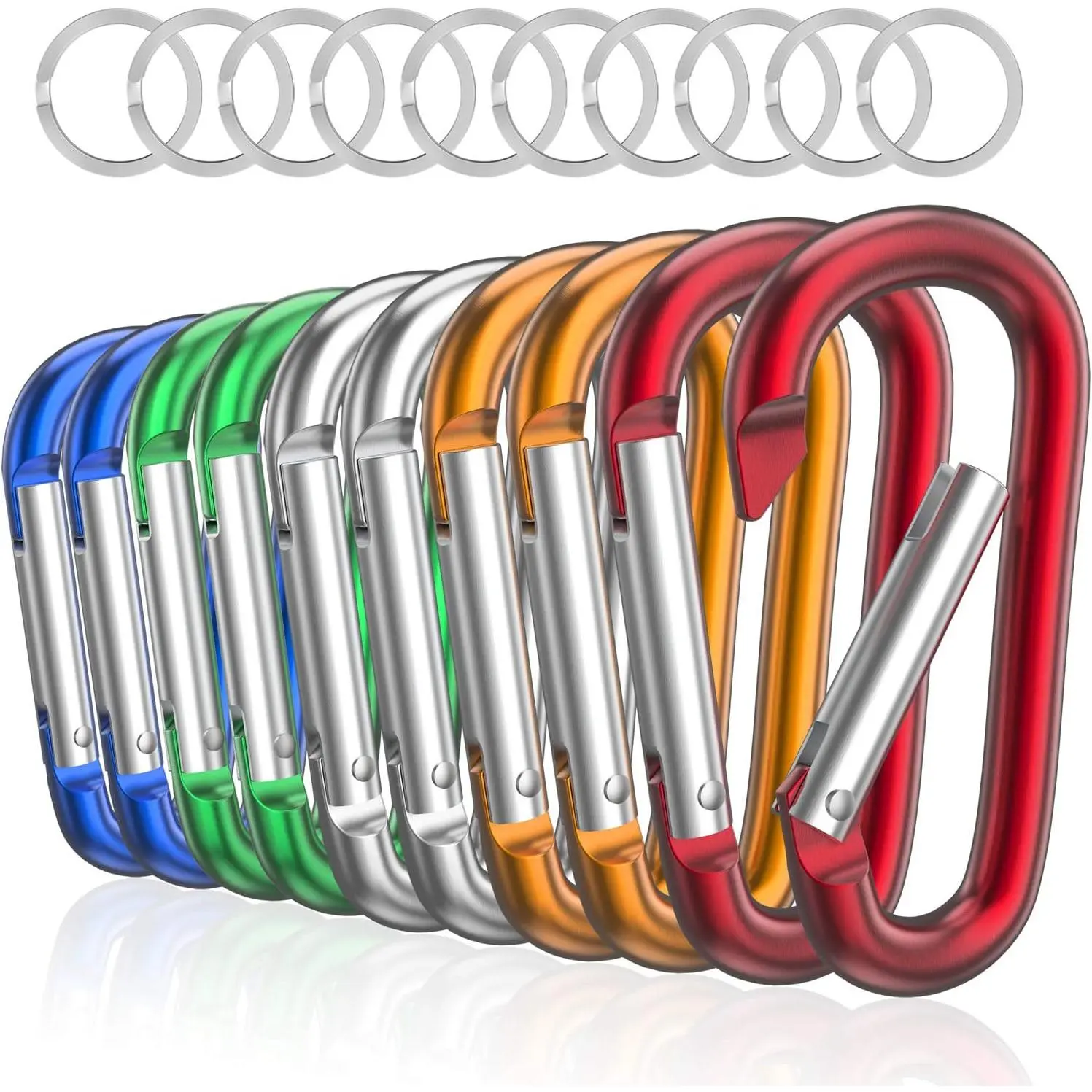 3"  Carabiner D Ring, Caribeener Clips, Spring Snap Hook for  Clip, Set of 10