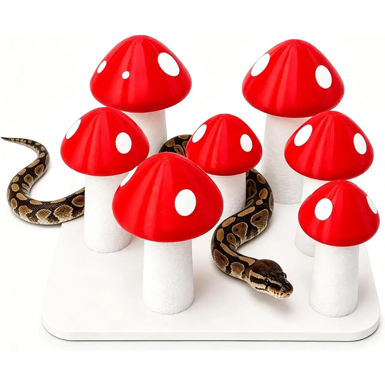 Snake Mushroom Maze,Snake Enrichment Toys,Ball Python Tank Accessories,Snake Enclosure Decor,for Younger Ball Python, Corn Snake, Hognose Enrichment,7.87" x 7.87" x 4.72"