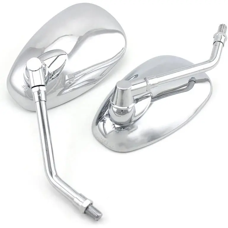 10mm Chrome Universal Motorcycle Rear View Side Mirrors, Handle Bar End Mounted Motorcycle Mirrors