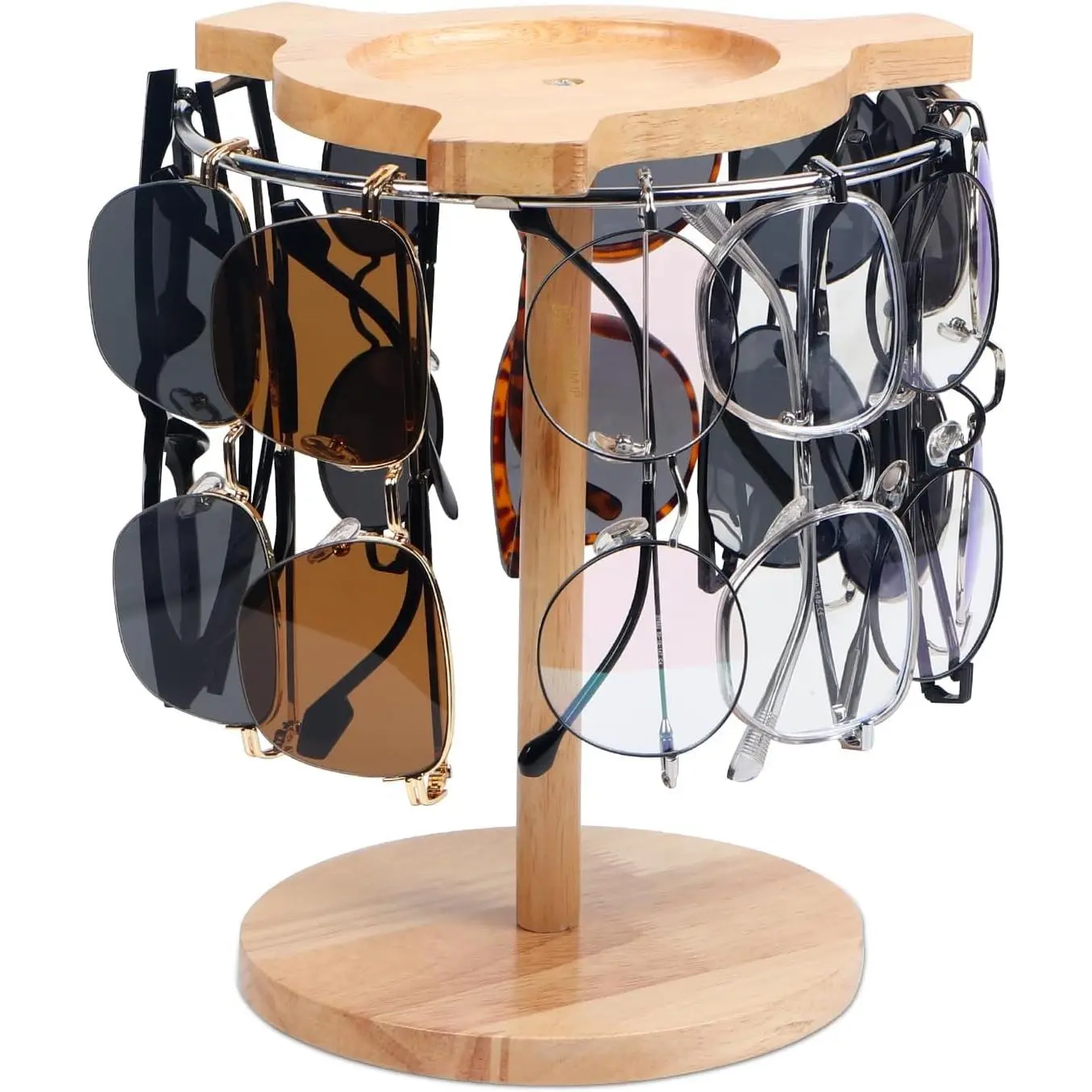 Sunglasses Organizer Glasses Holder Stand with 360 Rotating Display Eyeglasses Rack  Base for up to 12 Pairs of Eyewear for Table Dresser Desk