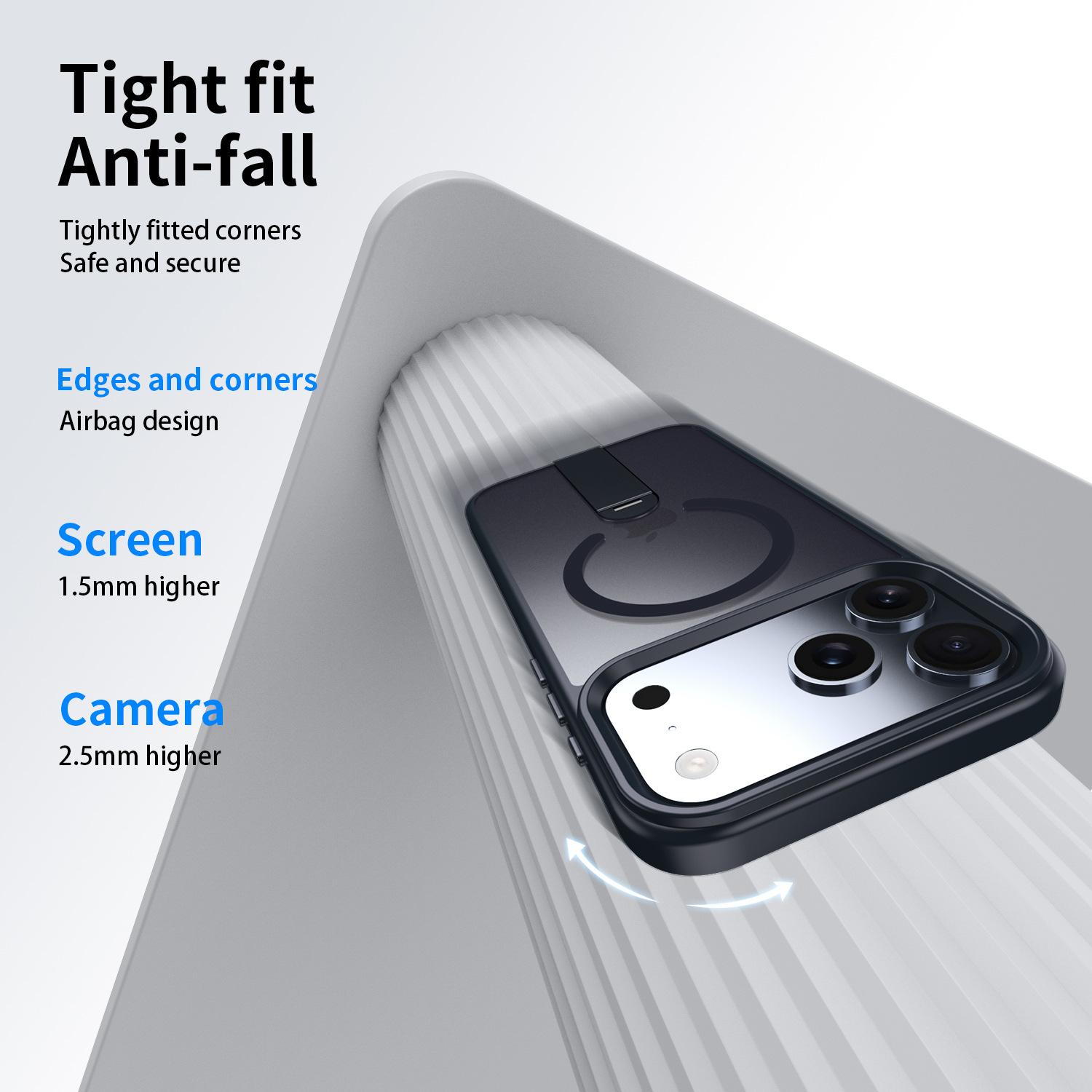 For iPhone 17 Pro Max phone case with hidden stand and magnetic wireless charging, for iPhone 16/15 protective cover