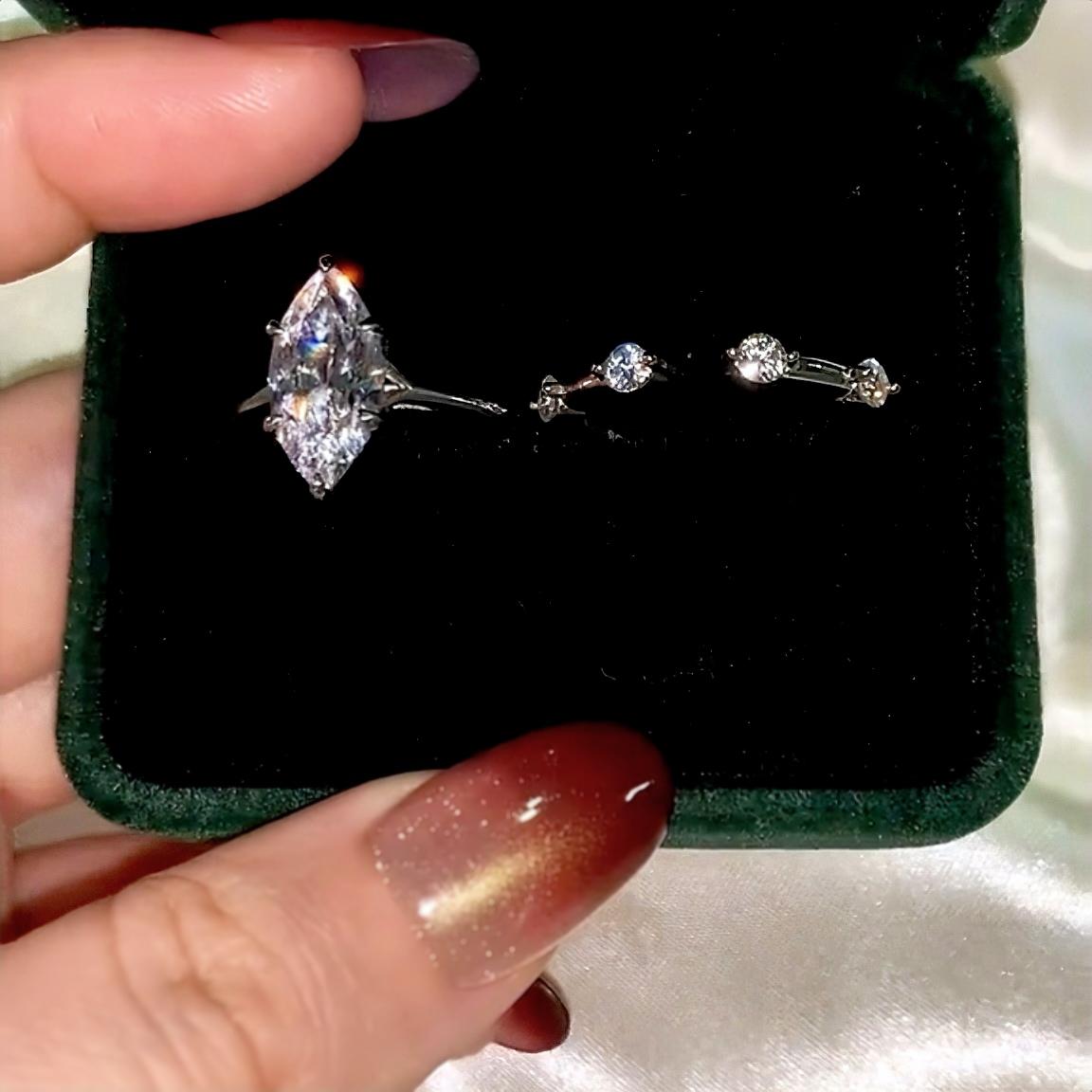 S925 Marquise Ring 7*14mm 6A Cubic Zirconia Ring Plain Circle fashion jewelry accessory woman girl promise ring-103(20%)