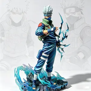 One Piece Naruto Hatake Kakashi Figure, Raikiri Chidori Lightning Effect Statue，Kakashi Collectible Statue, Jonin Uniform with Transparent Lightning Base，Copy Ninja Battle Pose with Effects，Naruto Collectible for Fans & Display
