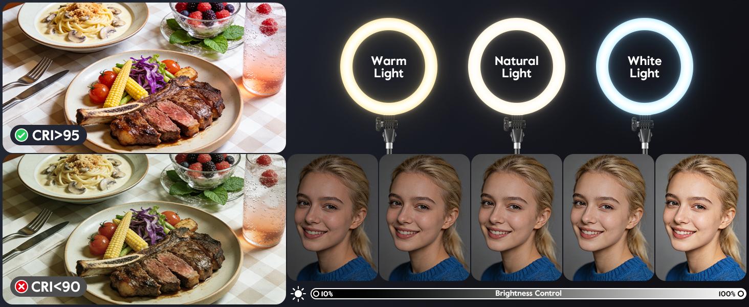 Tripod for iPhone with Light & Phone Holder - 10.5'' Ring Light with Stand - Second Arm with Overhead Phone, Fast-Adjust Bamboo-Flex Stand & Remote for Content Creators, Video Recording