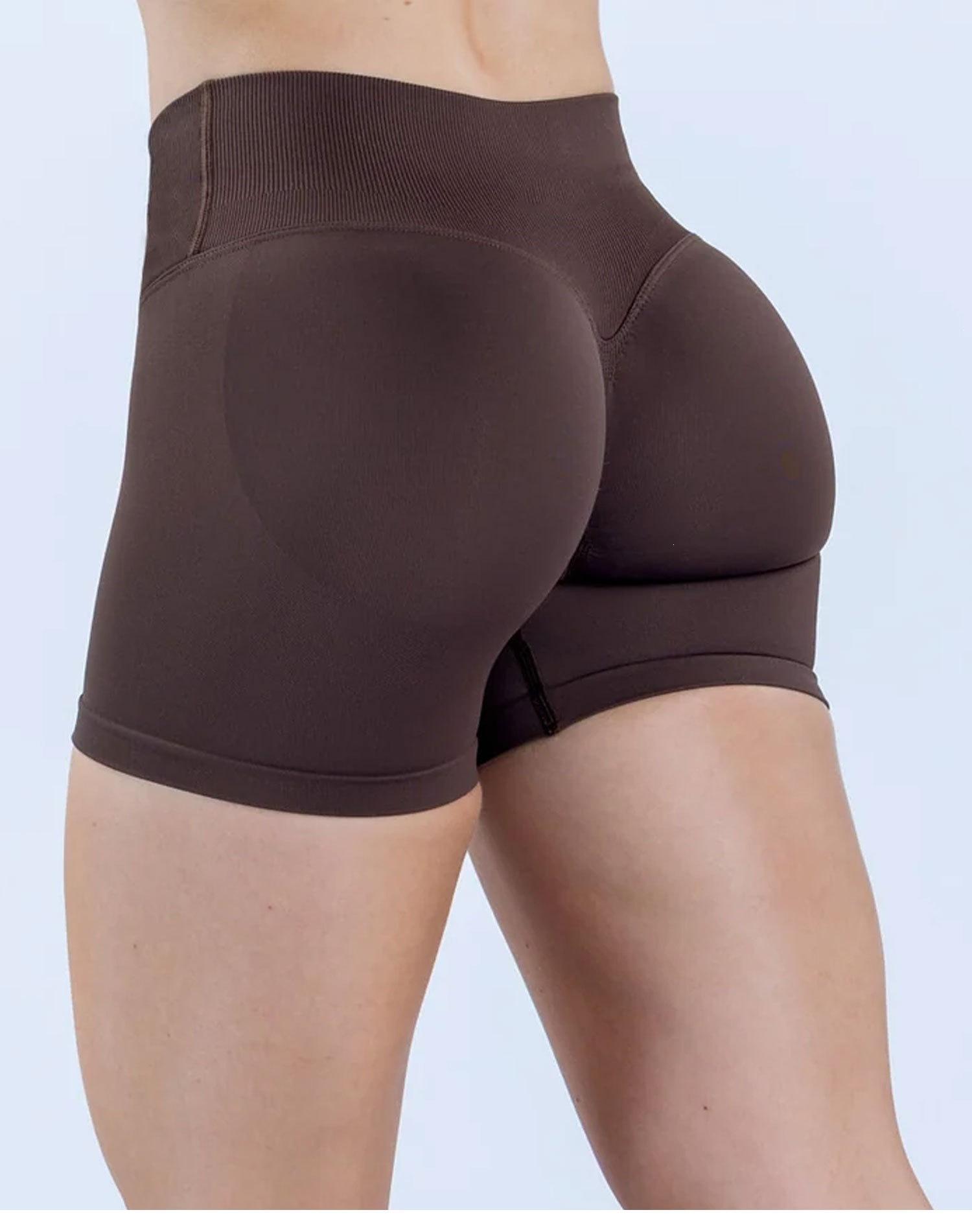 DFYNE Front Cross-Waist Lifting Yoga Shorts, Seamless Knitted Peach Butt Fitness Pants