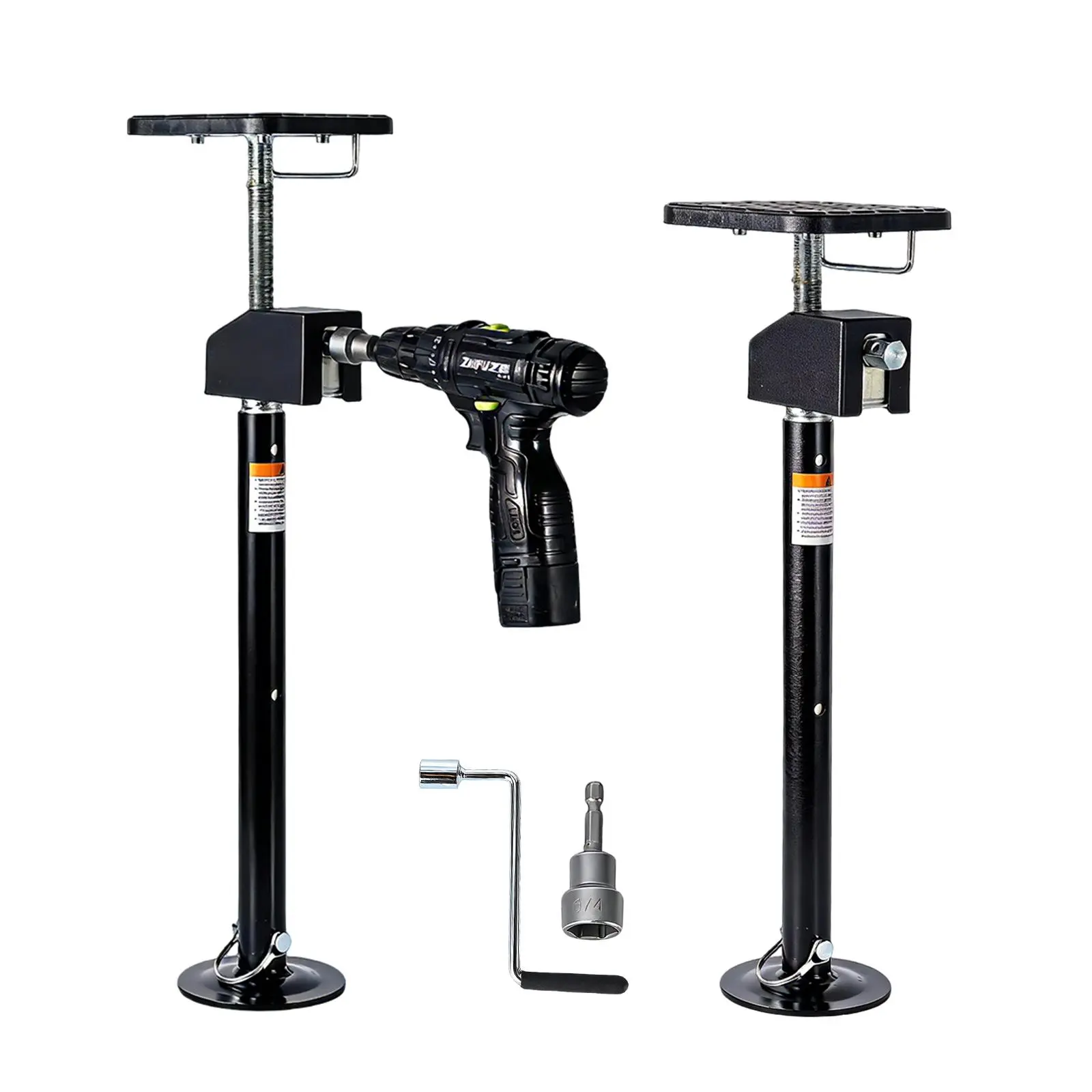 Universal 2PCS RV Stabilizer Jacks for Campers & Trailers, 10K LBS Adjustable Travel Trailer Leveling Jack with Flat Top Block, Ultimate RV Living Essential!