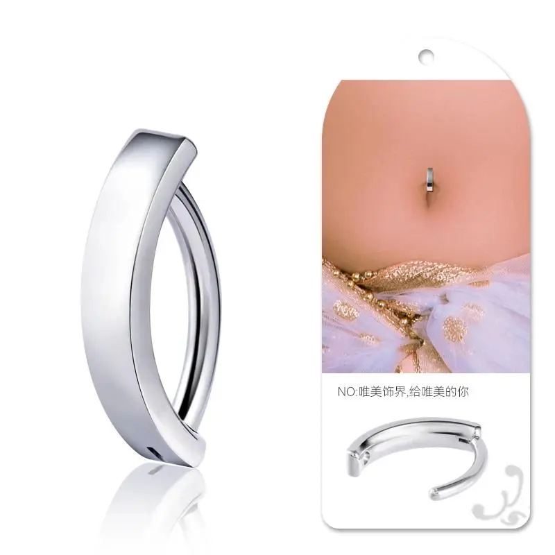 1PC Implant Grade G23 Titanium Cz Belly Button Ring Septum Rings Clicker Belly Clip Navel Ring Curved Barbell Piercing Jewelry