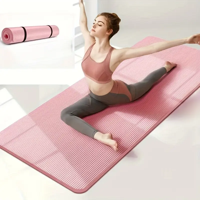 10mm Compact Extra Thick Double Layer NBR Non-Slip Unisex Yoga/Pilates Mat, Portable Pad for Home Gym, Gymnastics, Massage - Sports & Outdoor Fitness Mat, Exercise Support