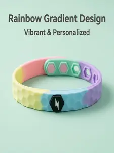 Negative Ion Fashion Bracelet, Gradient Macaron Color Anti-Static Wristband, Silicone Material, Unisex, Fall Winter Static Eliminator