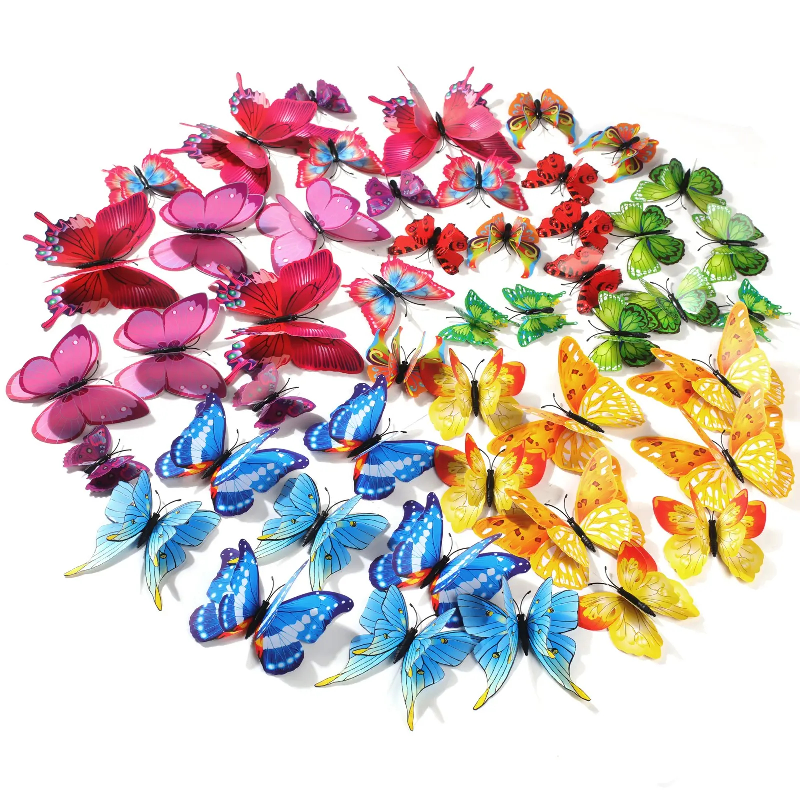 48pcs 3D Magnetic Butterfly Wall Decals, Reusable Double Layer Stickers for Fridge, Party Decorations, Room Decor, Gifts