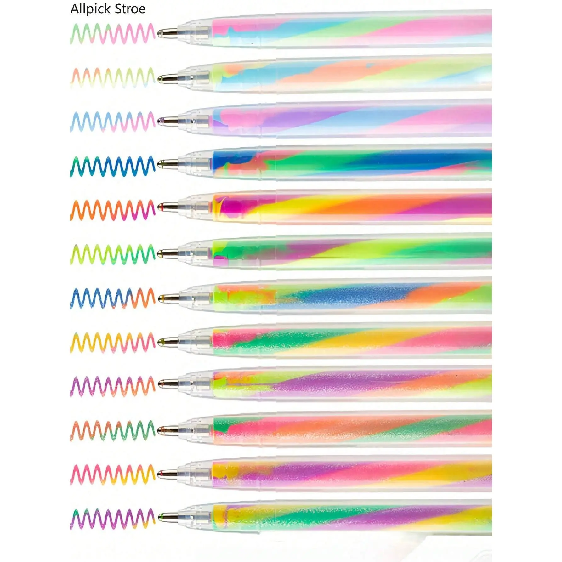 6PCS Rainbow Gradient Spiral Glitter Pens Set, Cute Kawaii Cartoon Gel Pens for Writing, Drawing & Journaling, Colorful School Supplies for Students, Back to School Stationery, Smooth Ink Pens for Notes, Planners, DIY Crafts & Office Use