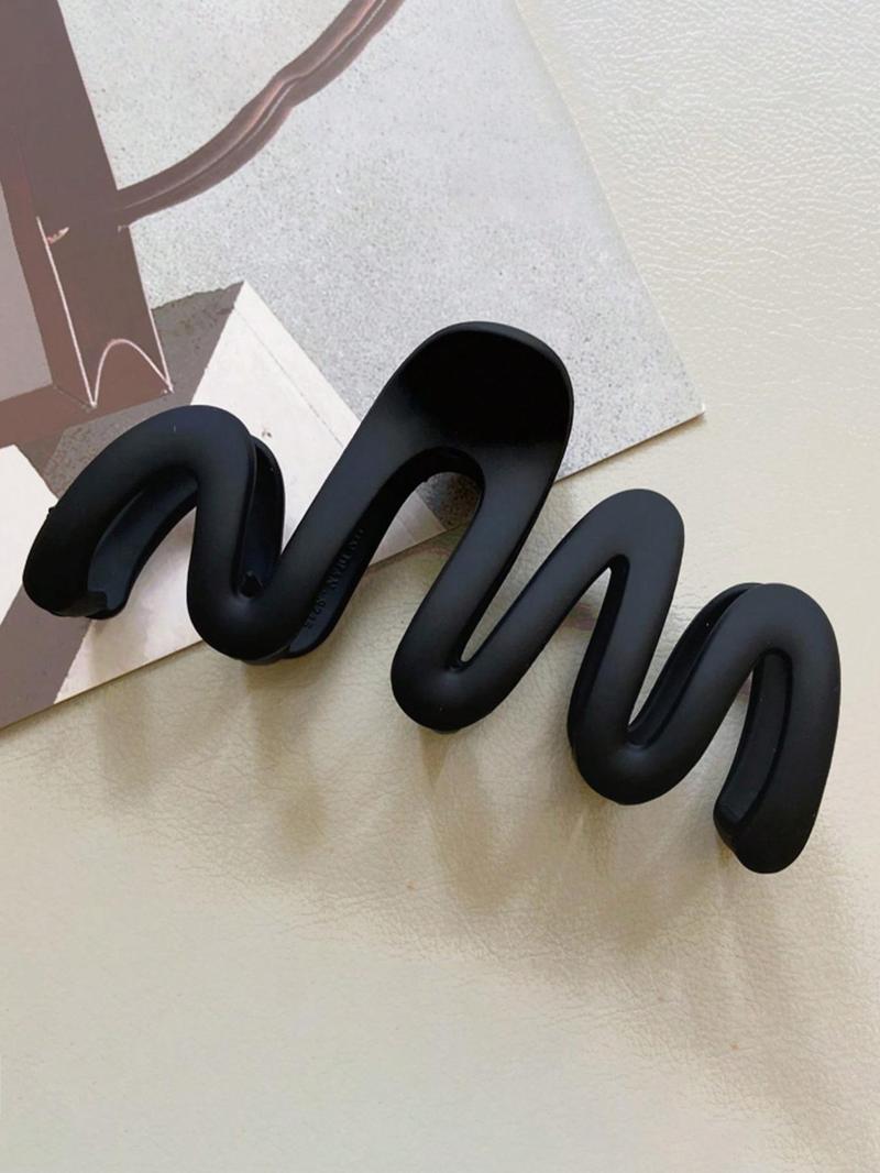 4-Piece Minimalist 10.5cm Wavy Design Lightweight Hair Claw Clips, Synthetic Claw Clip, Perfect for Daily Use, Showers, Travel, Beach, and Fashion Styling