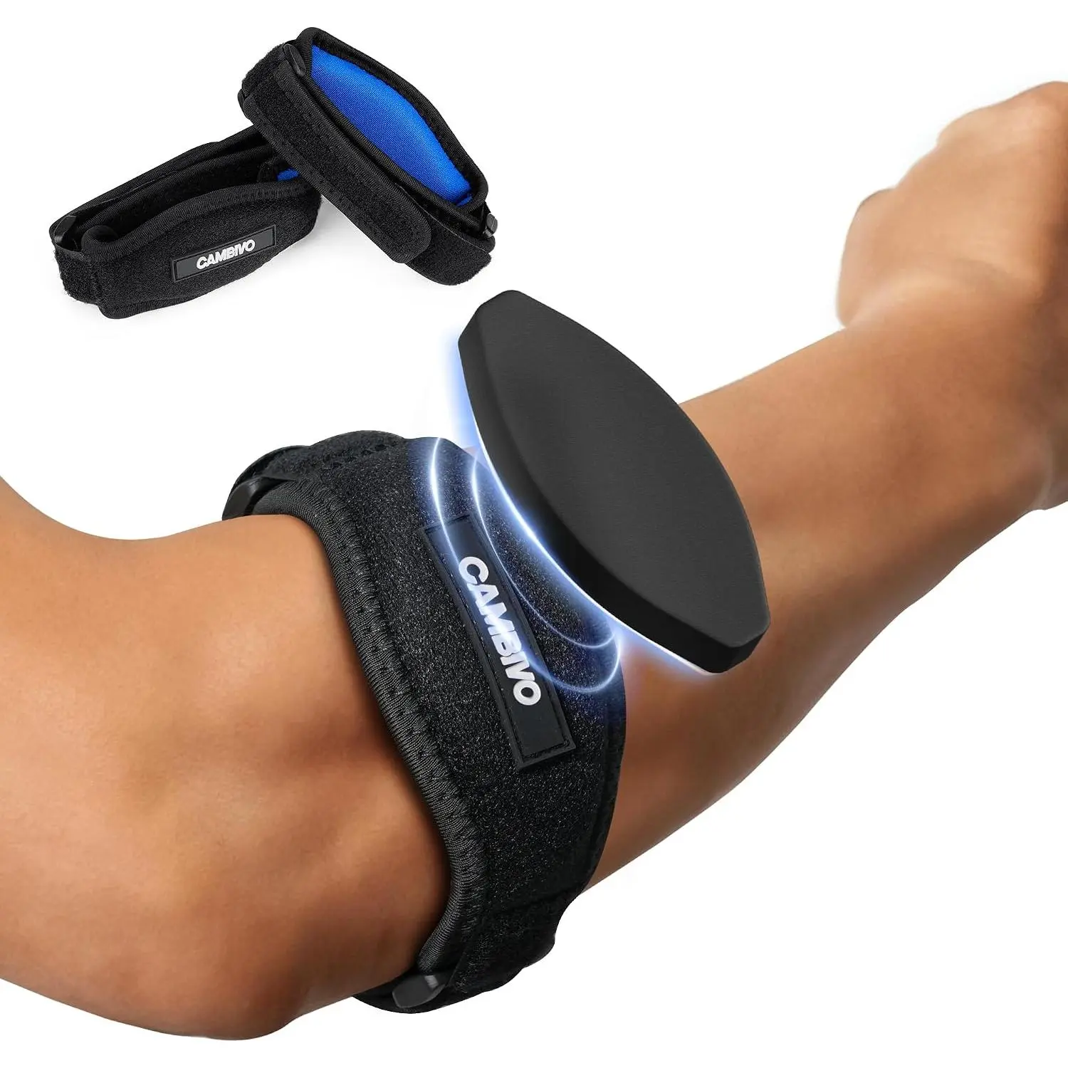 2 Pack Tennis Elbow Brace Strap for Tendonitis, Black | EVA Compression Pad, Adjustable Strap with Premium Velcro, for Men and Women, Golfer's Elbow, Counterforce Brace, Breathable