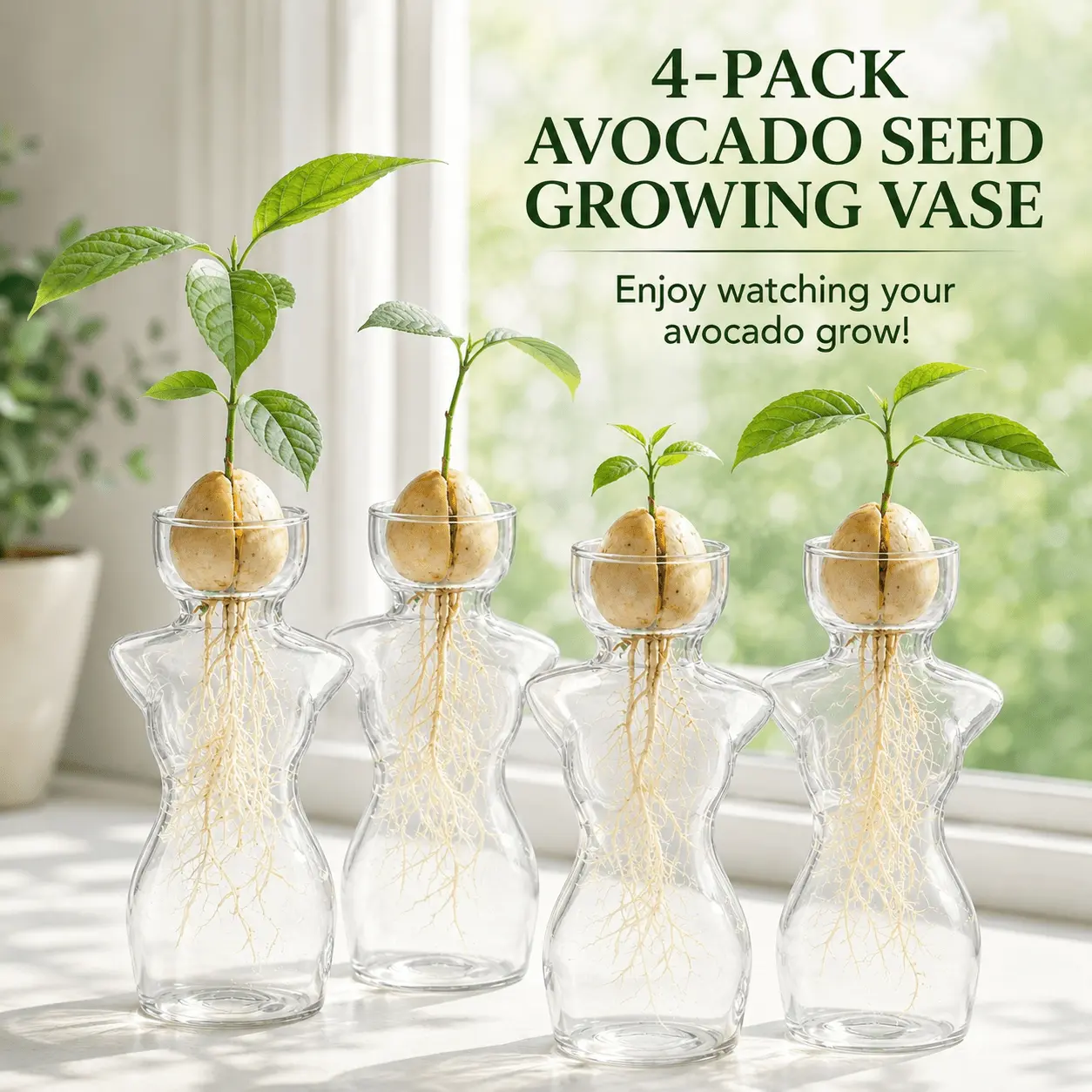 4pcs Modern Elegant Female Silhouette Plastic Hydroponic Vase - Self-Watering System, No Batteries Needed, Clear Root Visibility for Indoor/Outdoor Gardening, Terrariums & Modern Home Decor, Indoor Plant Holder, Transparent Design Gardening Gift