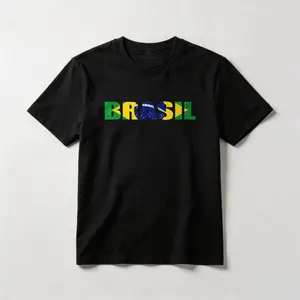 Brasil Brazilian Flag Brazilian Roots Brazilian Pride Brazil Cotton T-shirt, Graphic Crew Neck Soft Top Short Sleeve Casual Unsex Shirt for Men Women