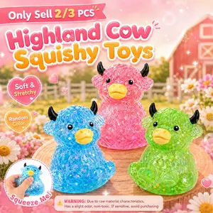 2/3 PCS Highland Cow Squishy Toys, Mini Cute Animal Squeeze Fidget Toy, Slow Rising Soft Sensory Stress Ball for Adults, Desk Play, Classroom, Office Relaxing, Festival Basket Stuffer and Party Favor Gift for Cow Lovers