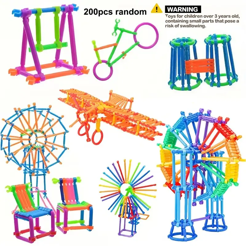 Random Color & Shape Magic Wand Building Block Set, Assembly Building Blocks, Creative Building Blocks, Geometry Building Blocks, building kits, 200pcs/set Educational Engineering Toy, Gift for Birthdays and Holidays